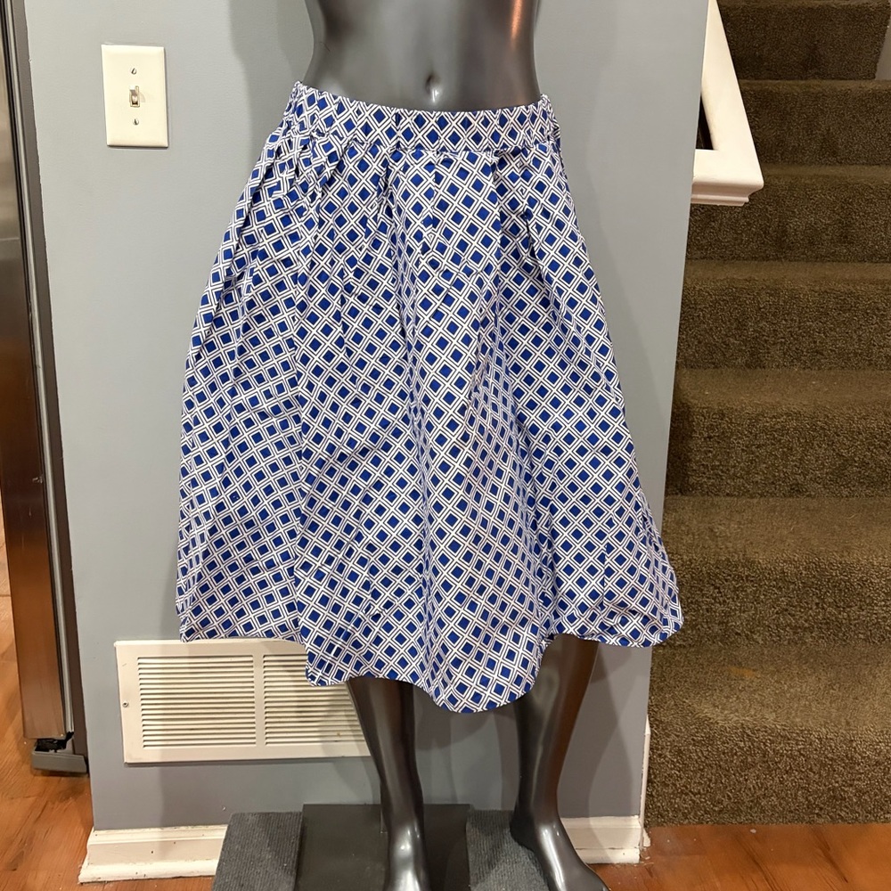 MICHAEL Michael Kors Blue and White Printed Full Skirt